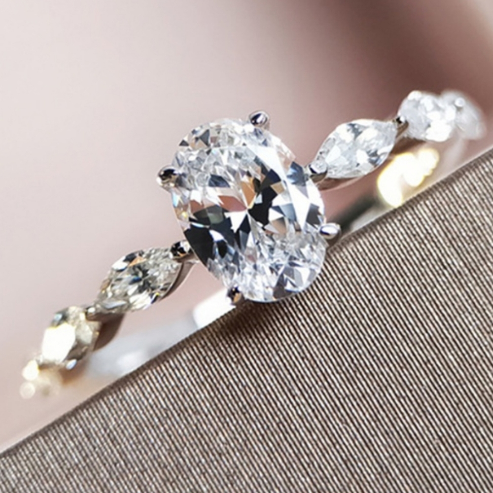 New Oval White Sapphire Diamond Ring